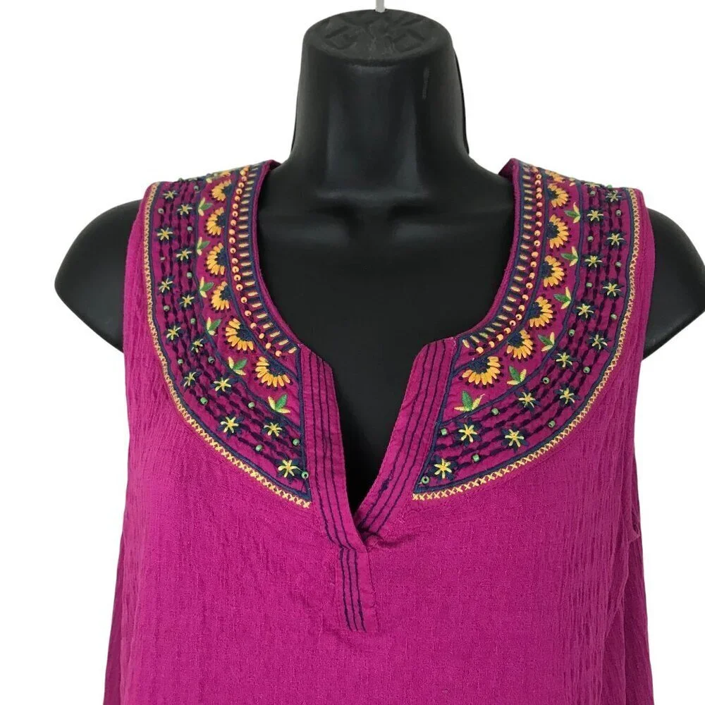 Anthropologie Akemi Kin Vizela Embroidered With Beading Pink Top Size S - Picture 3 of 8